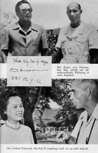 schwarz weiß Aufnahmen von Treffen mit dem vietnamesischen Kaiser und der Prinzessin
